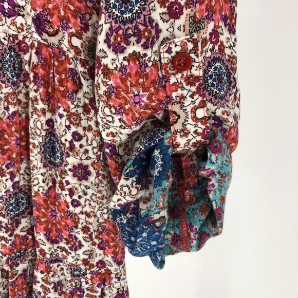 Lulu’s Once and Floral Mixed Print Shirt Dress Roll Tab Sleeves Small - Picture 7 of 16